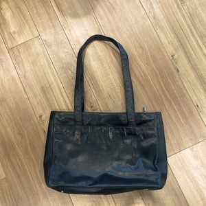 Perlina Black Leather Tote